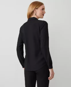Satin Essential Shirt Black 6 Satin Essential Shirt Black -Anntaylor Shop 483334 2222 ALT1