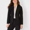The Long Two-Button Blazer In Seasonless Stretch Core Black -Anntaylor Shop 488609 6600