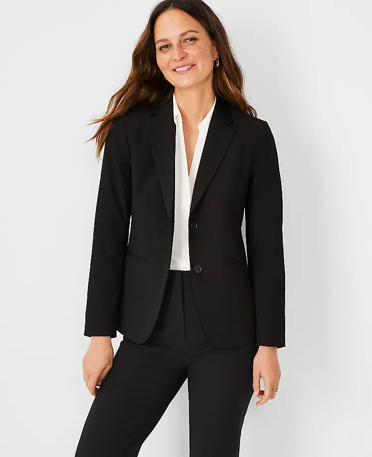 The Long Two-Button Blazer In Seasonless Stretch Core Black 3 The Long Two-Button Blazer In Seasonless Stretch Core Black