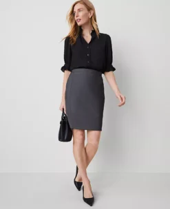 The Pencil Skirt In Bi-Stretch Dark Grey