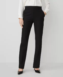 The Side Zip Straight Pant In Bi-Stretch Black -Anntaylor Shop 519830 2222 ALT1