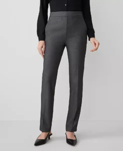 The Side Zip Straight Pant In Bi-Stretch Dark Grey -Anntaylor Shop 519831 6086 ALT1