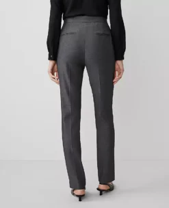 The Side Zip Straight Pant In Bi-Stretch Dark Grey -Anntaylor Shop 519831 6086 ALT2