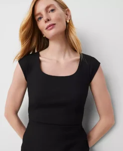 The Scoop Neck Dress In Bi-Stretch Black -Anntaylor Shop 525369 2222 ALT2