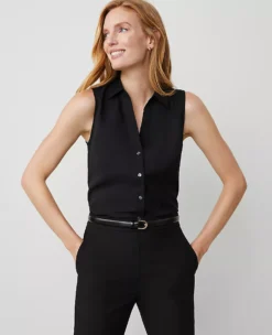 Petite Sleeveless Essential Shirt Black