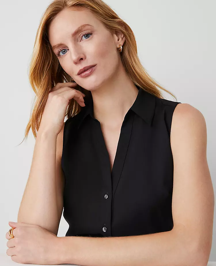 Petite Sleeveless Essential Shirt Black 5 Petite Sleeveless Essential Shirt Black - Image 3