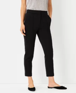 The Pintucked Ankle Pant In Double Knit Black