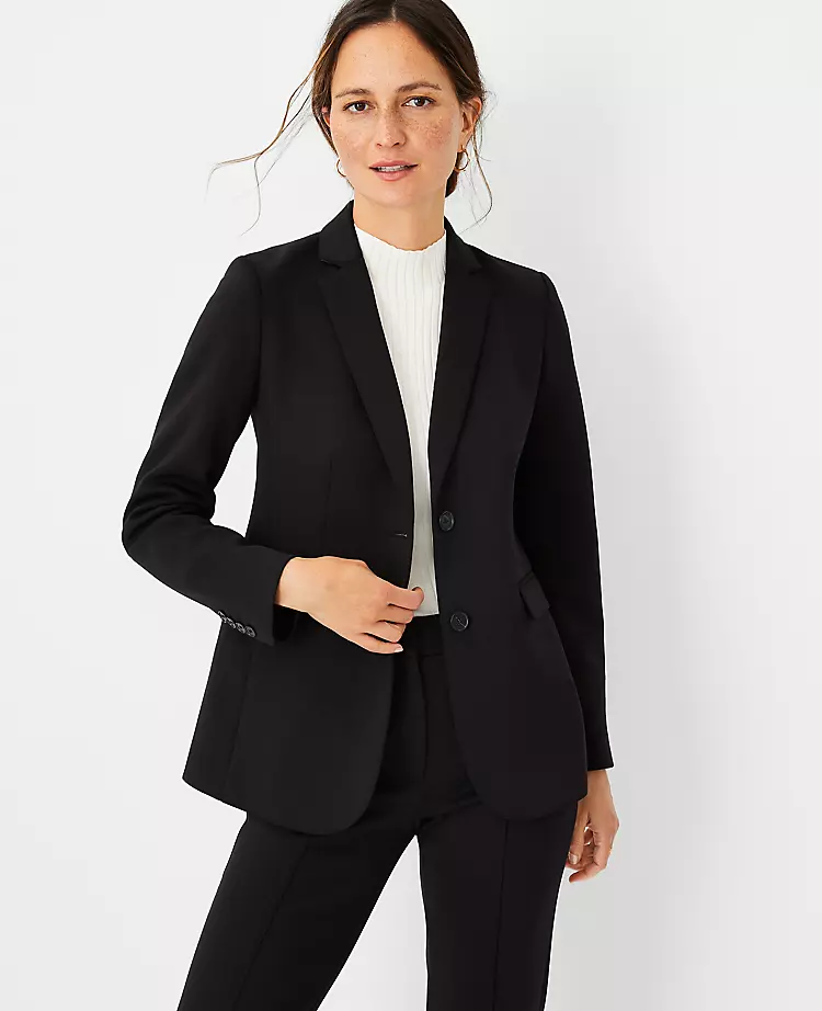 The Two Button Blazer In Double Knit Black 3 The Two Button Blazer In Double Knit Black