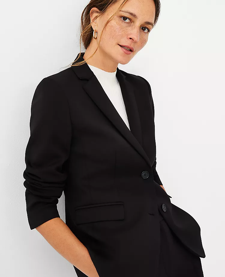 The Two Button Blazer In Double Knit Black 5 The Two Button Blazer In Double Knit Black - Image 3