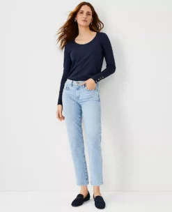 Sculpting Pocket Mid Rise Taper Jeans In Light Vintage Indigo Wash