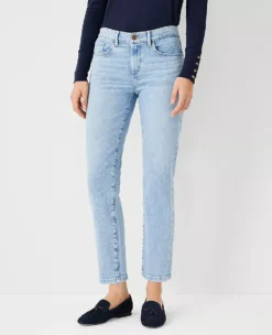 Sculpting Pocket Mid Rise Taper Jeans In Light Vintage Indigo Wash -Anntaylor Shop 578169 1539 ALT2