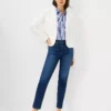Sculpting Pocket Mid Rise Taper Jeans In Classic Indigo Wash -Anntaylor Shop 578357 0698