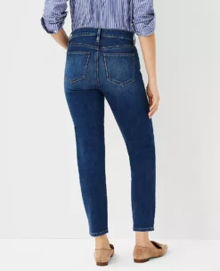 Sculpting Pocket Mid Rise Taper Jeans In Classic Indigo Wash -Anntaylor Shop 578357 0698 ALT1
