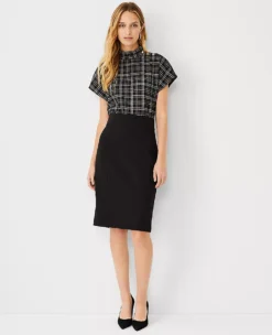 The High Waist Seamed Pencil Skirt In Double Knit Black