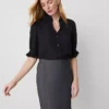 Petite Ruffle Collar Blouse Black 1 Petite Ruffle Collar Blouse Black -Anntaylor Shop 588389 2222
