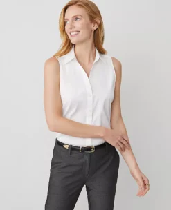 Petite Sleeveless Essential Shirt White