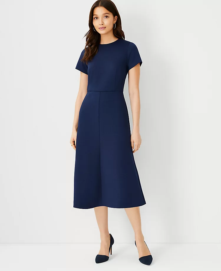 The Petite Midi Flare Dress In Double Knit Pure Sapphire 3 The Petite Midi Flare Dress In Double Knit Pure Sapphire