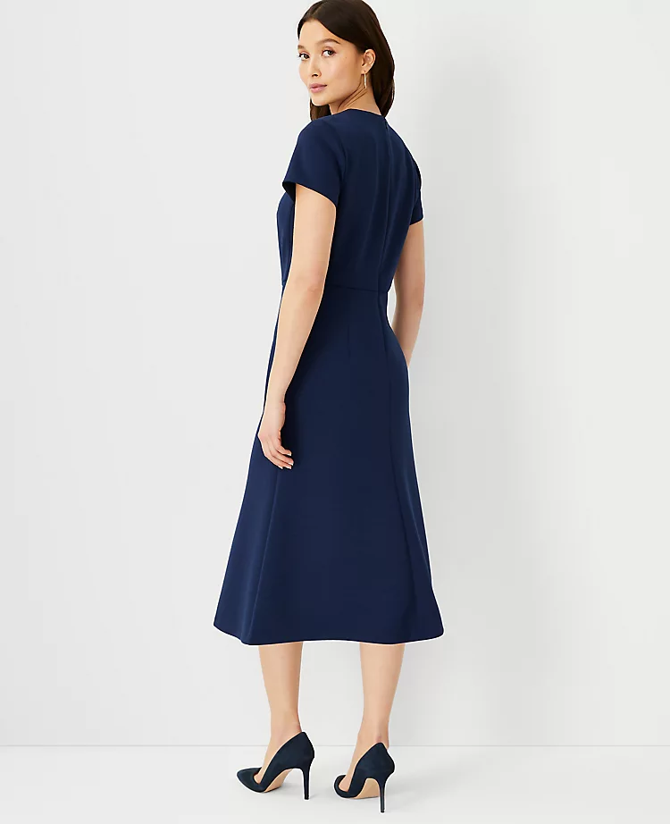 The Petite Midi Flare Dress In Double Knit Pure Sapphire 4 The Petite Midi Flare Dress In Double Knit Pure Sapphire - Image 2