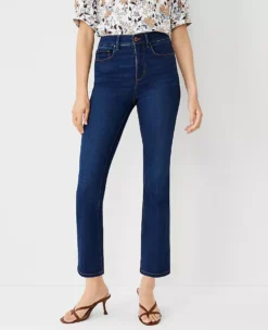 Sculpting Pocket High Rise Boot Crop Jeans In Refined Dark Indigo Wash -Anntaylor Shop 591606 3752 ALT2