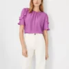 Mixed Media Ruffle Sleeve Top 2 Mixed Media Ruffle Sleeve Top -Anntaylor Shop 594515 8581