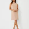 The Petite Mock Neck Shift Dress In Double Knit Natural Camel