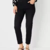 Sculpting Pocket Mid Rise Tapered Jeans In Faded Black Wash -Anntaylor Shop 596112 3364