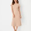 The Petite Flare Dress In Double Knit Natural Camel 2 The Petite Flare Dress In Double Knit Natural Camel -Anntaylor Shop 596531 5051