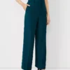 The Petite Wide-Leg Pant In Airy Wool Blend - Curvy Fit Ominous Teal -Anntaylor Shop 596587 1044