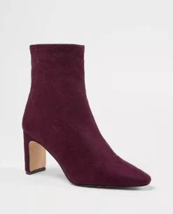 Blade Heel Stretch Faux Suede Booties