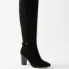 High Heel Suede Buckle Boots Black -Anntaylor Shop 597204 2222