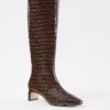 Embossed Leather Blade Heel Boots -Anntaylor Shop 597209 7371