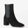 Block Heel Suede Chelsea Booties Black -Anntaylor Shop 598140 2222