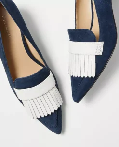 Kiltie Suede Block Heel Pumps -Anntaylor Shop 598142 1362 ALT1