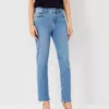 Sculpting Pocket Mid Rise Tapered Jeans In Light Vintage Indigo Wash -Anntaylor Shop 599868 1539