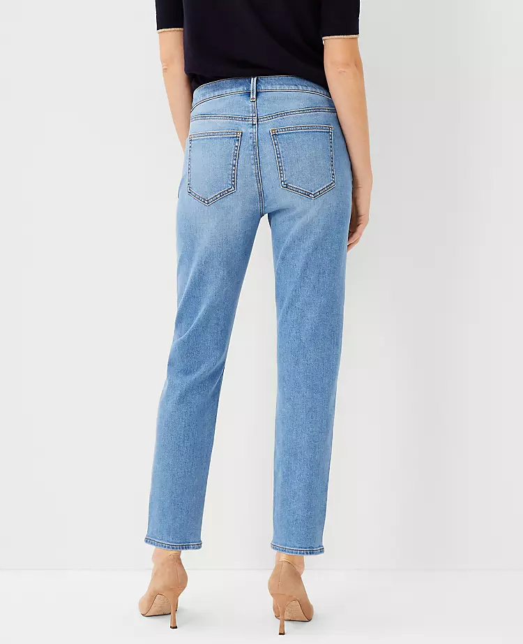 Sculpting Pocket Mid Rise Tapered Jeans In Light Vintage Indigo Wash 4 Sculpting Pocket Mid Rise Tapered Jeans In Light Vintage Indigo Wash - Image 2