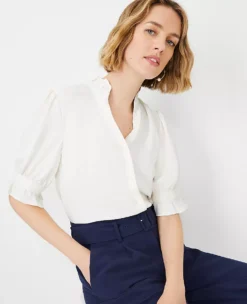 Ruffle Button Top 7 Ruffle Button Top -Anntaylor Shop 600372 9192 ALT2