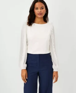 Chiffon Ruffle Sleeve Mixed Media Top 7 Chiffon Ruffle Sleeve Mixed Media Top -Anntaylor Shop 602040 9192 ALT2