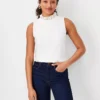Eyelet Ruffle Mock Neck Shell 1 Eyelet Ruffle Mock Neck Shell -Anntaylor Shop 602058 9192
