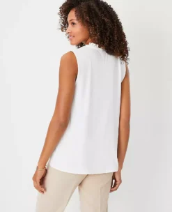 Pintucked Mixed Media Shell 6 Pintucked Mixed Media Shell -Anntaylor Shop 602078 9192 ALT1