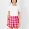 The Side Zip Short In Plaid 2 The Side Zip Short In Plaid -Anntaylor Shop 602198 8581