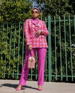 The Double Breasted Long Blazer In Plaid -Anntaylor Shop 602457 8581 MKTG6