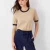 Tipped Shoulder Button Sweater Tee 1 Tipped Shoulder Button Sweater Tee -Anntaylor Shop 602468 8187