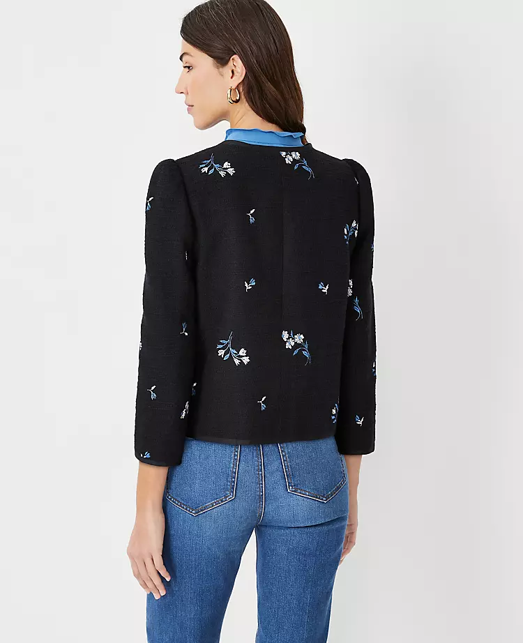 Embroidered Floral Tweed Jacket 4 Embroidered Floral Tweed Jacket - Image 2