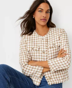 Fringe Tweed Button Jacket -Anntaylor Shop 602750 7165 ALT2
