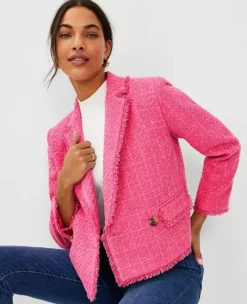Fringe Tweed Double Breasted Jacket 7 Fringe Tweed Double Breasted Jacket -Anntaylor Shop 602762 8353 ALT2