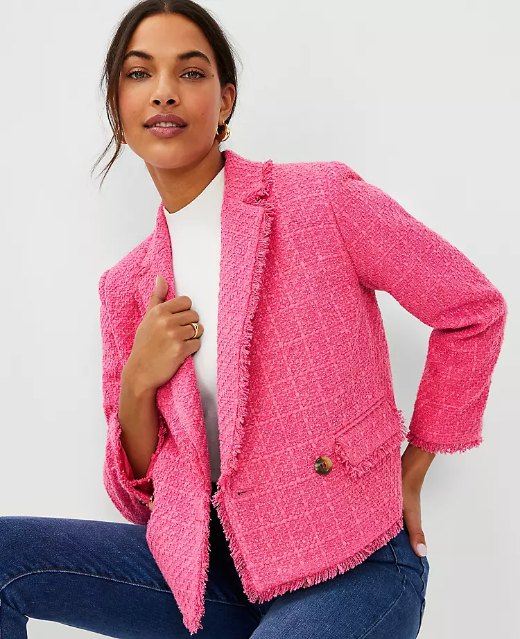 Fringe Tweed Double Breasted Jacket 5 Fringe Tweed Double Breasted Jacket - Image 3