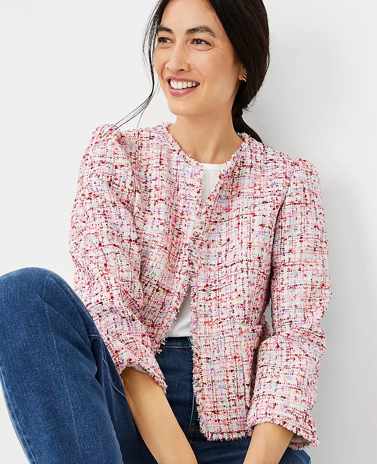 Fringe Tweed Puff Sleeve Jacket 5 Fringe Tweed Puff Sleeve Jacket - Image 3