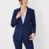 The Long One Button Blazer In Bi-Stretch Pure Sapphire -Anntaylor Shop 602881 8818