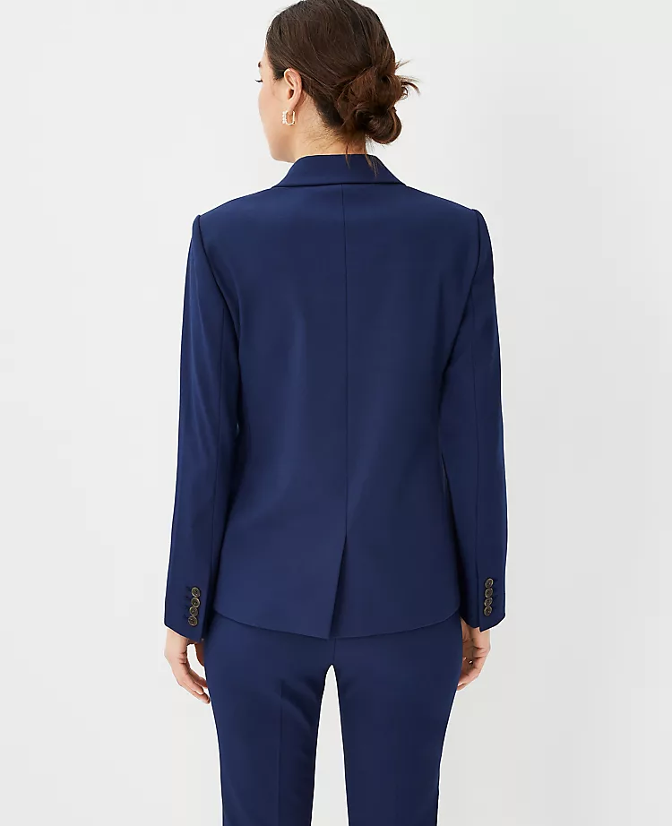 The Long One Button Blazer In Bi-Stretch Pure Sapphire 4 The Long One Button Blazer In Bi-Stretch Pure Sapphire - Image 2