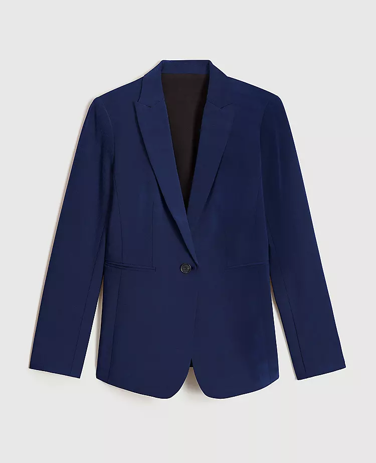 The Long One Button Blazer In Bi-Stretch Pure Sapphire 6 The Long One Button Blazer In Bi-Stretch Pure Sapphire - Image 4